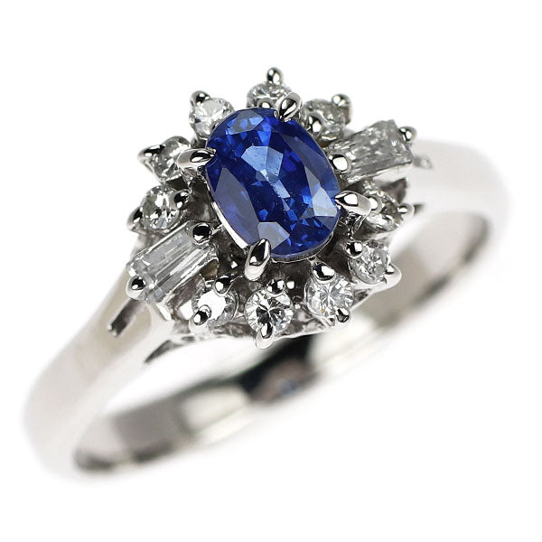 Pt900 サファイア ダイヤモンド リング 0.66ct D0.25ct