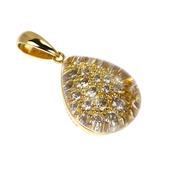 K18YG クオーツ ダイヤモンド ペンダントトップ 10.46ct D0.52ct