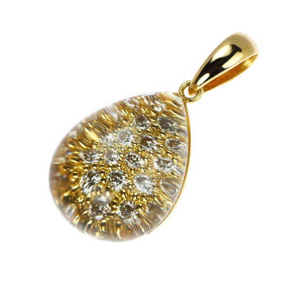 K18YG クオーツ ダイヤモンド ペンダントトップ 10.46ct D0.52ct
