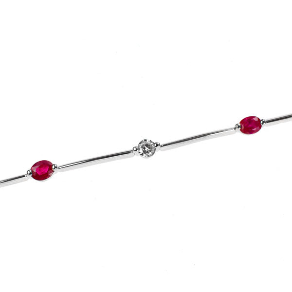 K18WG ルビー ダイヤモンド ブレスレット 1.00ct D0.50ct