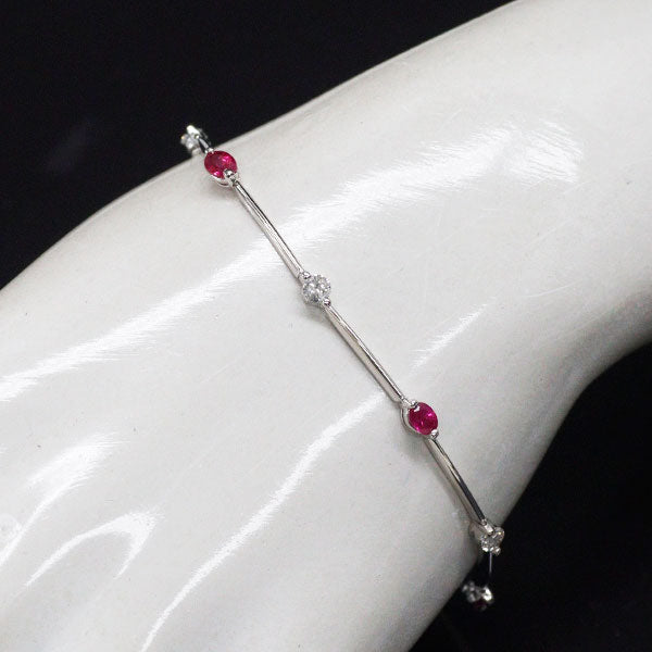K18WG ルビー ダイヤモンド ブレスレット 1.00ct D0.50ct
