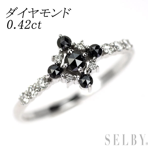 K18WG ブラック/カラーレス ダイヤモンド リング 0.42ct