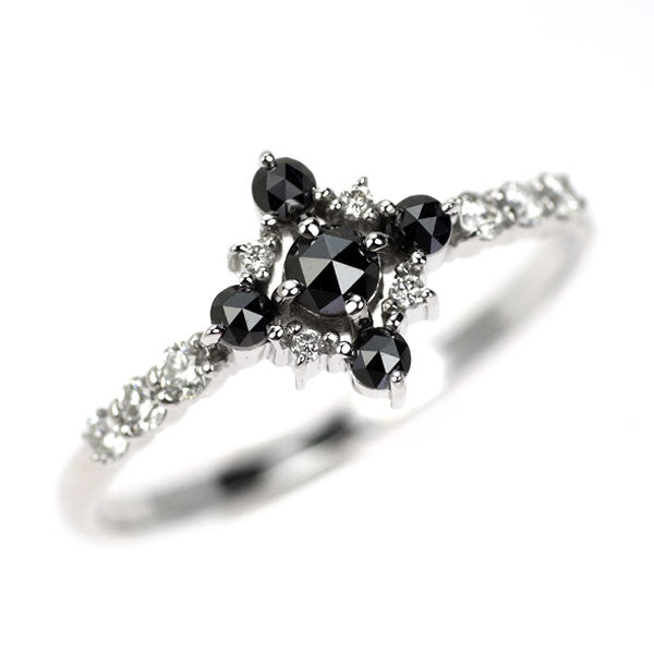 K18WG ブラック/カラーレス ダイヤモンド リング 0.42ct