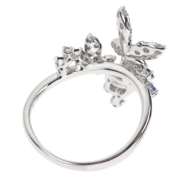 K18WG サファイア ダイヤモンド リング 0.29ct D0.42ct 蝶
