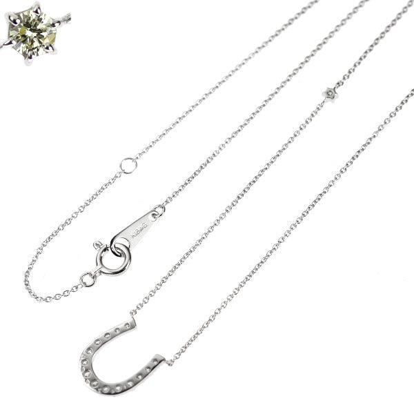 K18WG ダイヤモンド ペンダントネックレス 0.21ct 馬蹄 ホースシュー