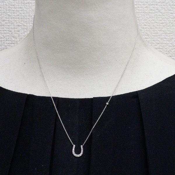 K18WG ダイヤモンド ペンダントネックレス 0.21ct 馬蹄 ホースシュー