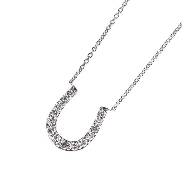 K18WG ダイヤモンド ペンダントネックレス 0.21ct 馬蹄 ホースシュー