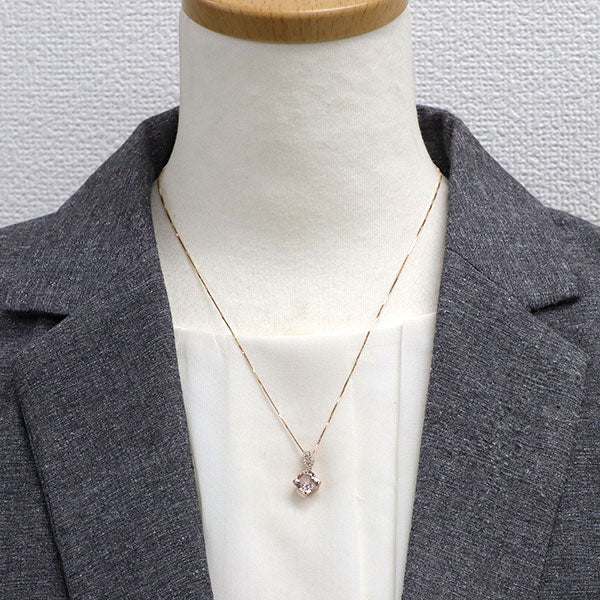 K18PG モルガナイト ダイヤモンド ペンダントネックレス 2.03ct D0.08ct