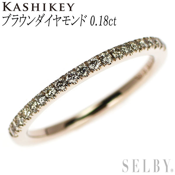 Kashikey K18BG Brown Diamond Ring 0.18ct Line Half Eternity