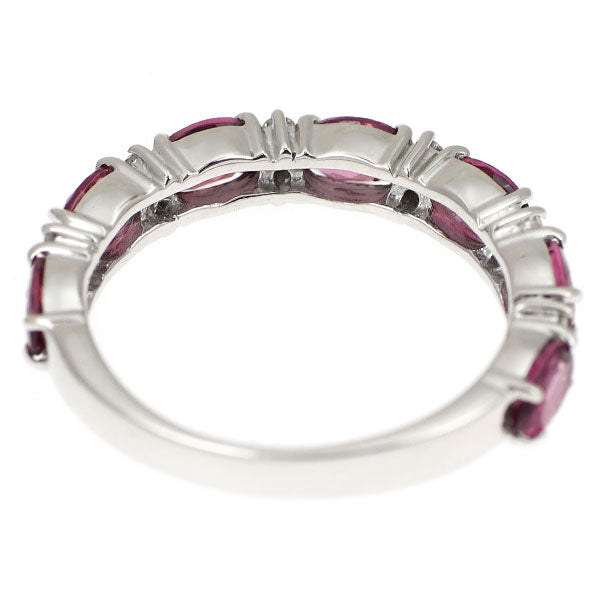 K18WG ガーネット ダイヤモンド リング 1.20ct D0.12ct ハーフエタニティ