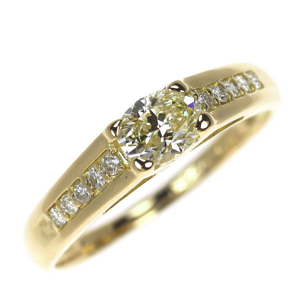 K18YG オーバル ダイヤモンド リング 0.422ct D0.09ct