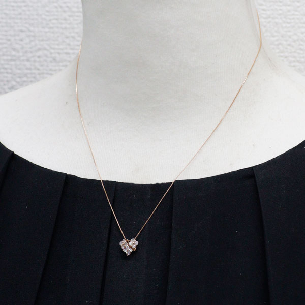 K18PG ダイヤモンド ペンダントネックレス 0.30ct フラワー