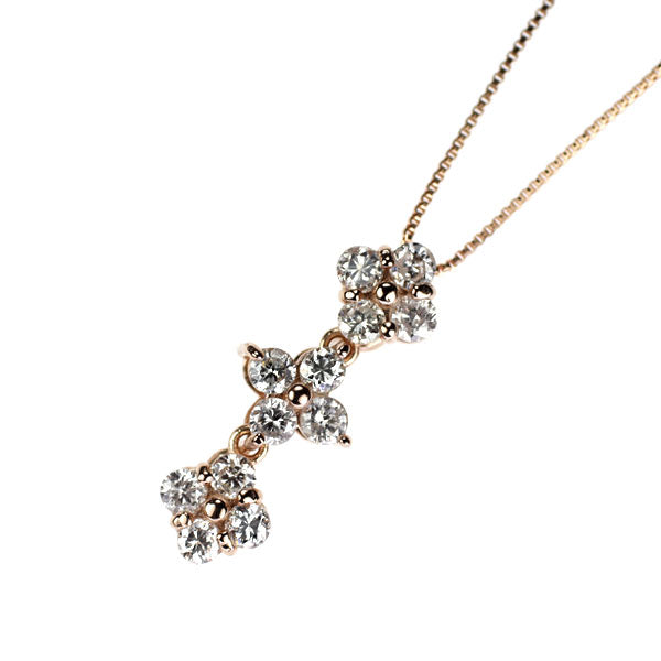 K18PG ダイヤモンド ペンダントネックレス 0.30ct フラワー