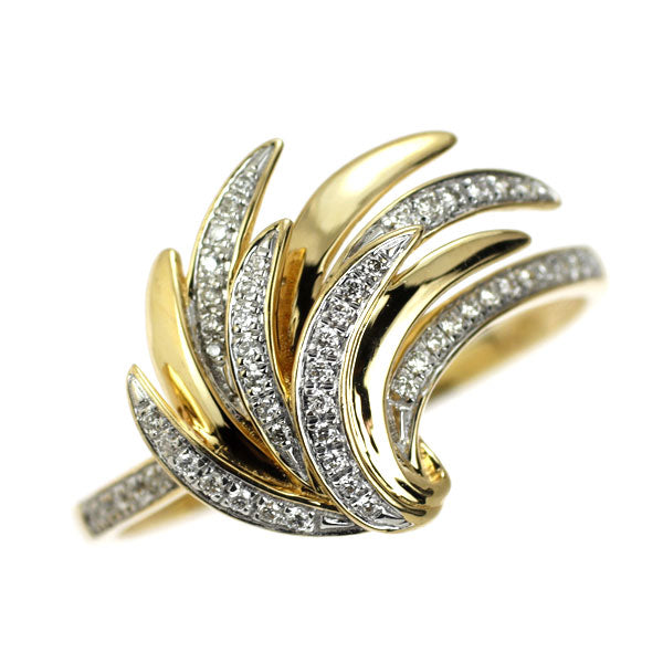 K18YG/WG ダイヤモンド リング 0.15ct 植物