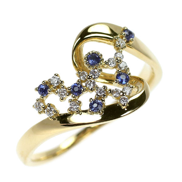 K18YG Sapphire Diamond Ring 0.09ct D0.10ct