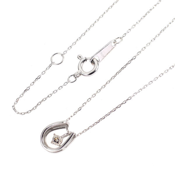 K10WG ダイヤモンド ペンダントネックレス 0.03ct 馬蹄 ホースシュー