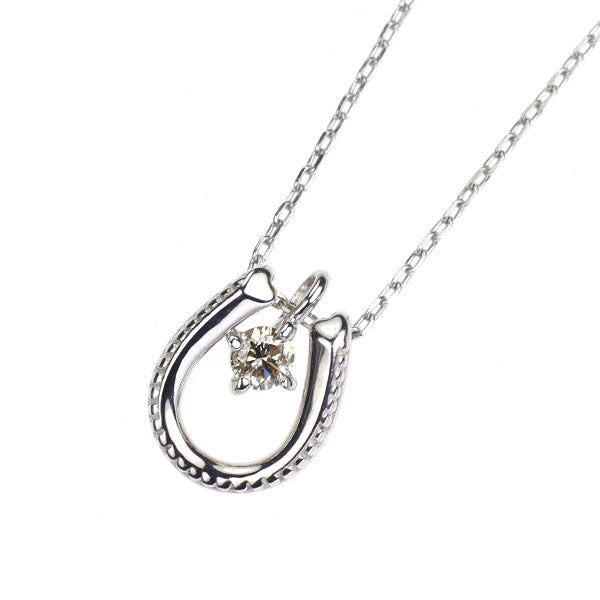 K10WG ダイヤモンド ペンダントネックレス 0.03ct 馬蹄 ホースシュー
