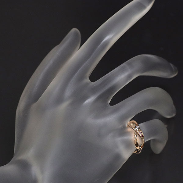 K10PG ダイヤモンド ルビー ピンクサファイア リング 0.05ct ピンキー
