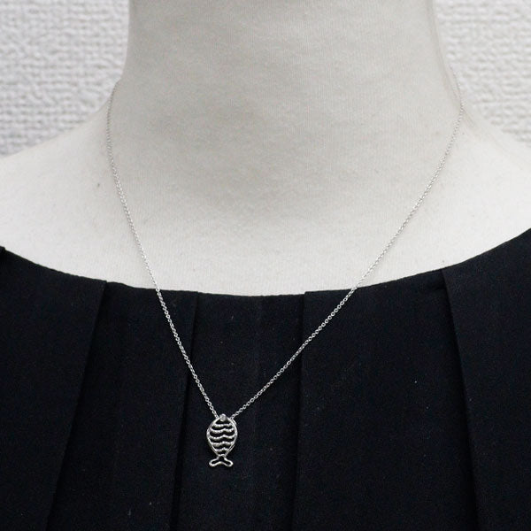 K10WG ダイヤモンド ペンダントネックレス サカナ