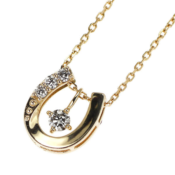 K10YG ルビー ダイヤモンド ペンダントネックレス 馬蹄 マルチ2Way