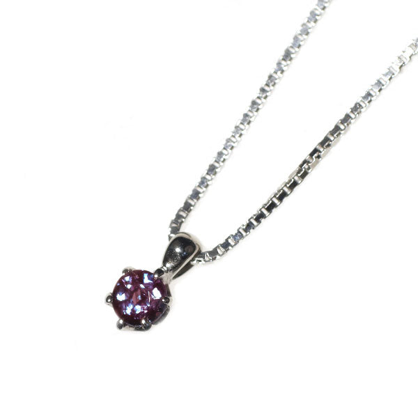 希少 K10WG アレキサンドライト ペンダントネックレス 0.09ct