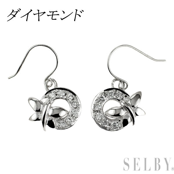 K10WG ダイヤモンド ピアス 蝶