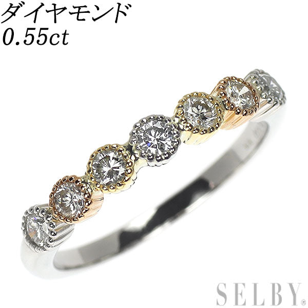Pt900/K18PG/YG Diamond Ring 0.55ct Half Eternity