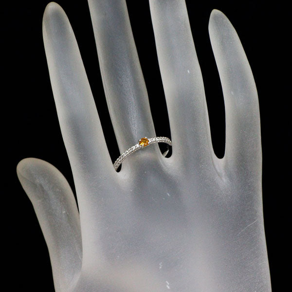 Pt900 シトリン ダイヤモンド リング D0.12ct