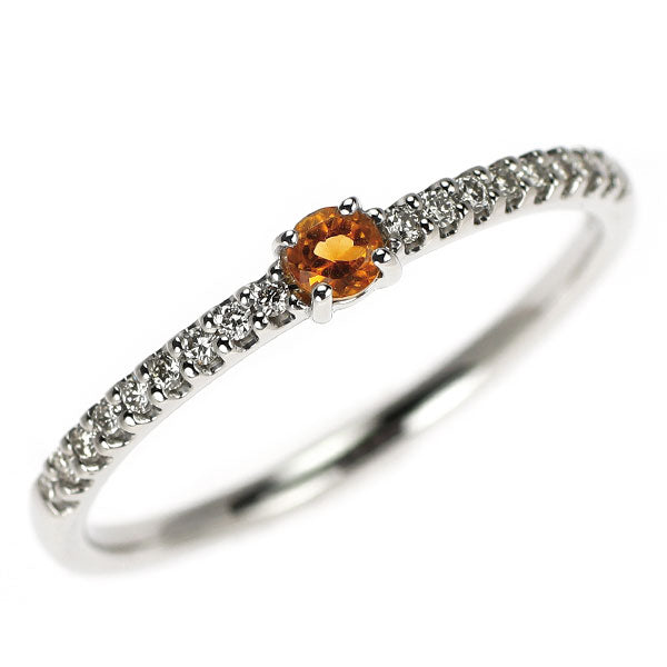 Pt900 シトリン ダイヤモンド リング D0.12ct