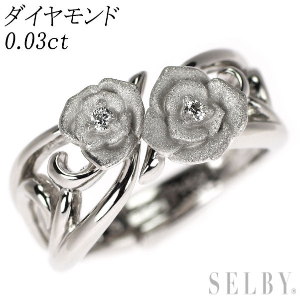 Pt900 ダイヤモンド リング 0.03ct フラワー7号～13号 フラワー 薔薇 ローズ