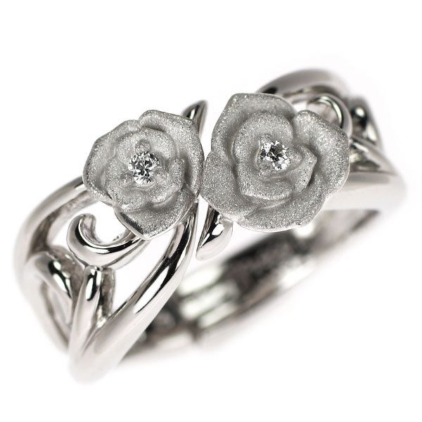 Pt900 ダイヤモンド リング 0.03ct フラワー7号～13号 フラワー 薔薇 ローズ