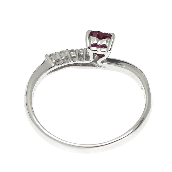 Pt900 ハートシェイプ ルビー ダイヤモンド リング 0.34ct D0.08ct