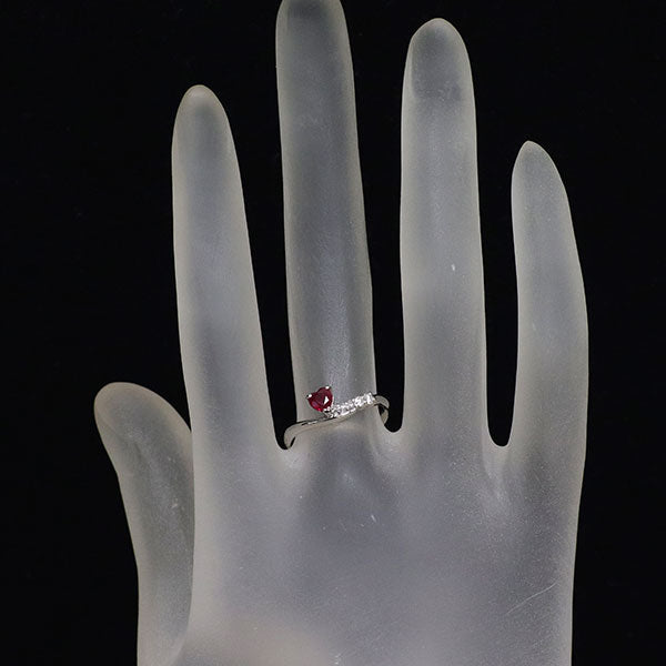 Pt900 ハートシェイプ ルビー ダイヤモンド リング 0.34ct D0.08ct