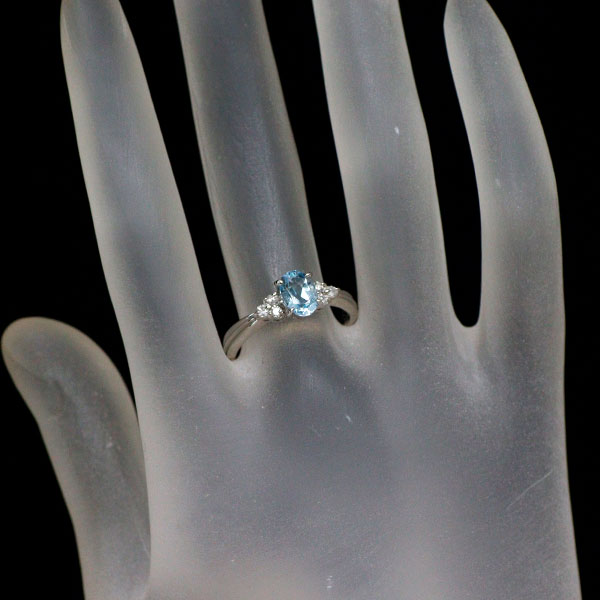 Pt900 アクアマリン ダイヤモンド リング 0.79ct D0.12ct