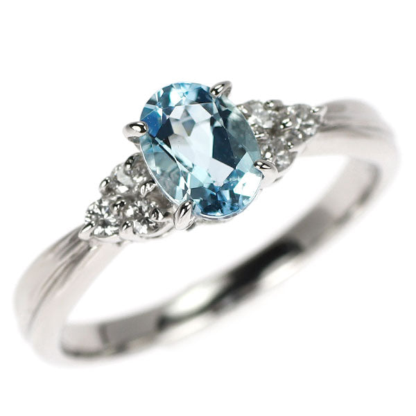 Pt900 アクアマリン ダイヤモンド リング 0.79ct D0.12ct