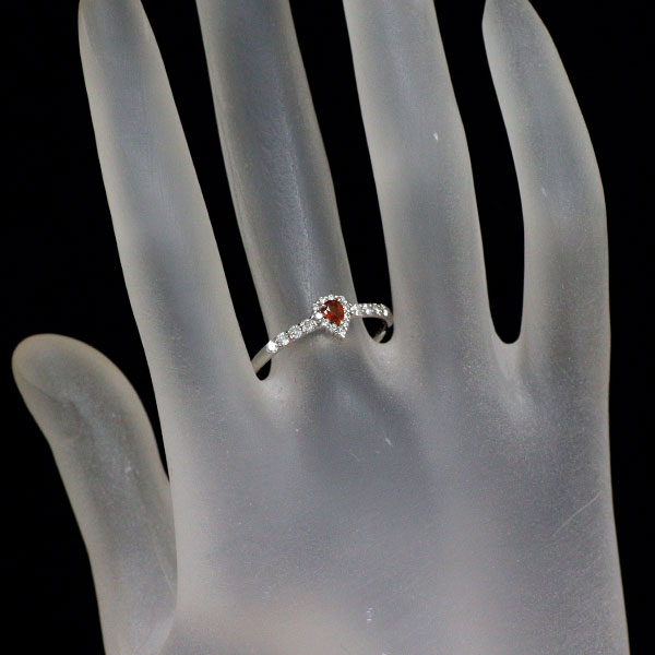 Pt900 オレンジサファイア ダイヤモンド リング 0.13ct D0.22ct