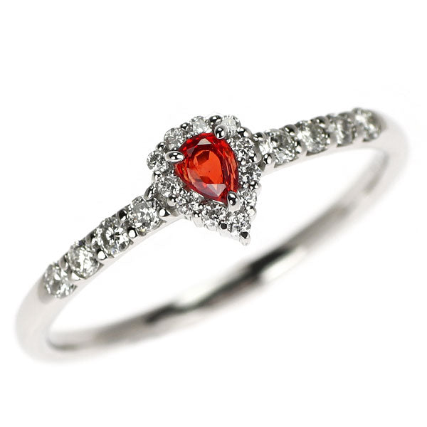 Pt900 オレンジサファイア ダイヤモンド リング 0.13ct D0.22ct