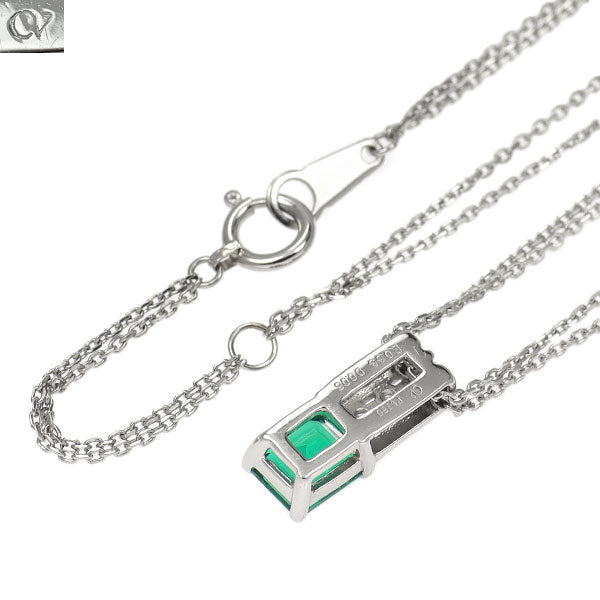クレサンベール Pt950/ Pt850 再結晶エメラルド ダイヤモンド ペンダントネックレス 0.63ct D0.06ct