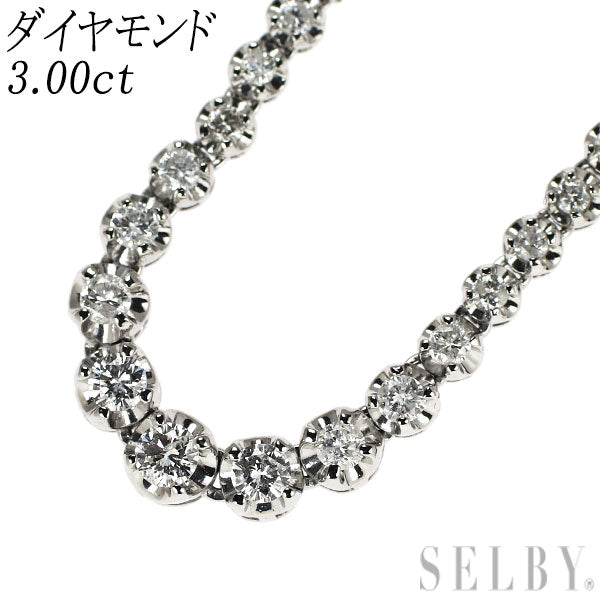 Pt850 Diamond Tennis Necklace 3.00ct