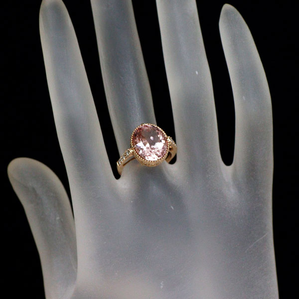 K18PG モルガナイト ダイヤモンド リング 4.83ct D0.10ct