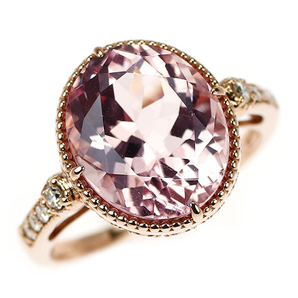 K18PG モルガナイト ダイヤモンド リング 4.83ct D0.10ct