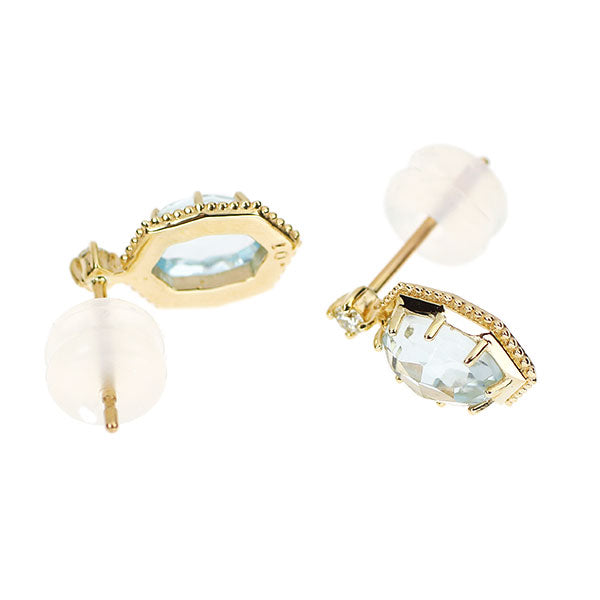 K10YG Rose Cut Blue Topaz Diamond Earrings D0.02ct