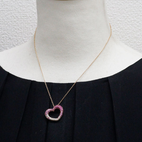 ポンテヴェキオ K18PG ピンクサファイア ダイヤモンド ペンダントネックレス 1.41ct D0.43ct エテルノ エモツィオーネ
