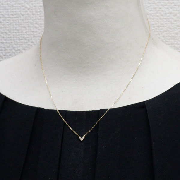 ポンテヴェキオ K18YG ダイヤモンド ペンダントネックレス 0.05ct ハート