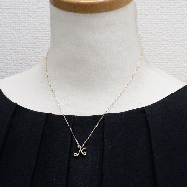 ポンテヴェキオ K18YG ダイヤモンド ペンダントネックレス 0.13ct イニシャル「K」