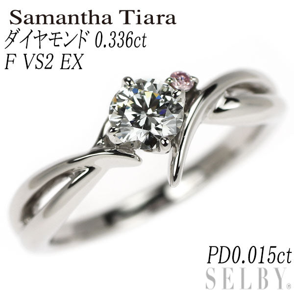 Samantha Tiara Pt950 Colorless/Natural Pink Diamond Ring 0.336ct F VS2 EX PD0.015ct