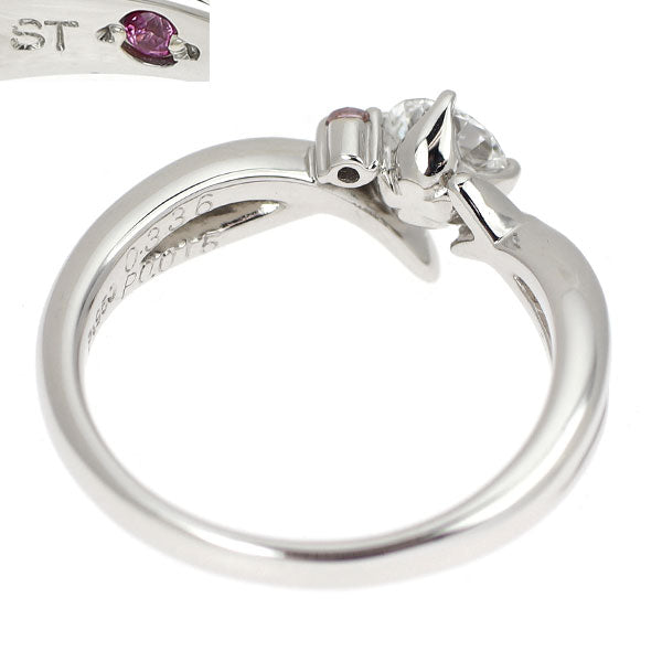 Samantha Tiara Pt950 Colorless/Natural Pink Diamond Ring 0.336ct F VS2 EX PD0.015ct
