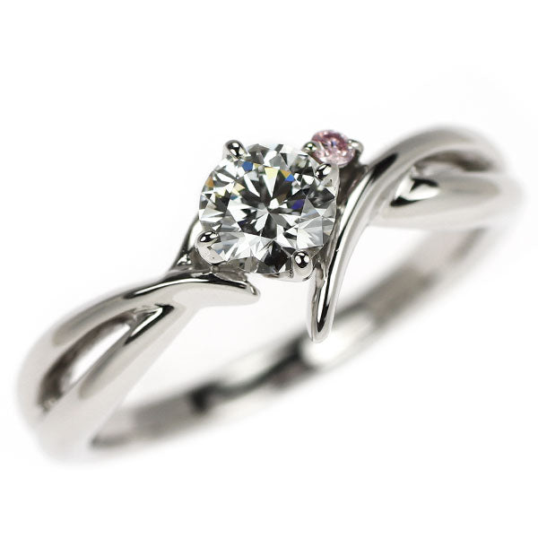 Samantha Tiara Pt950 Colorless/Natural Pink Diamond Ring 0.336ct F VS2 EX PD0.015ct