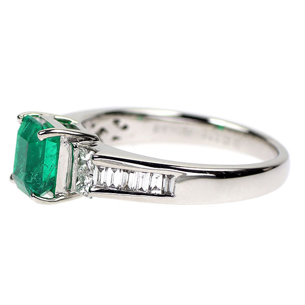 Pt900 エメラルド ダイヤモンド リング 1.135ct D0.46ct