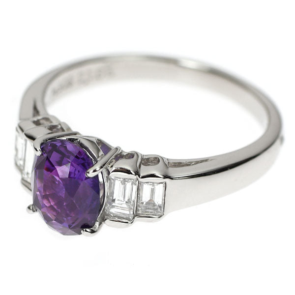 Pt900 Violet Sapphire Diamond Ring 2.165ct D0.41ct